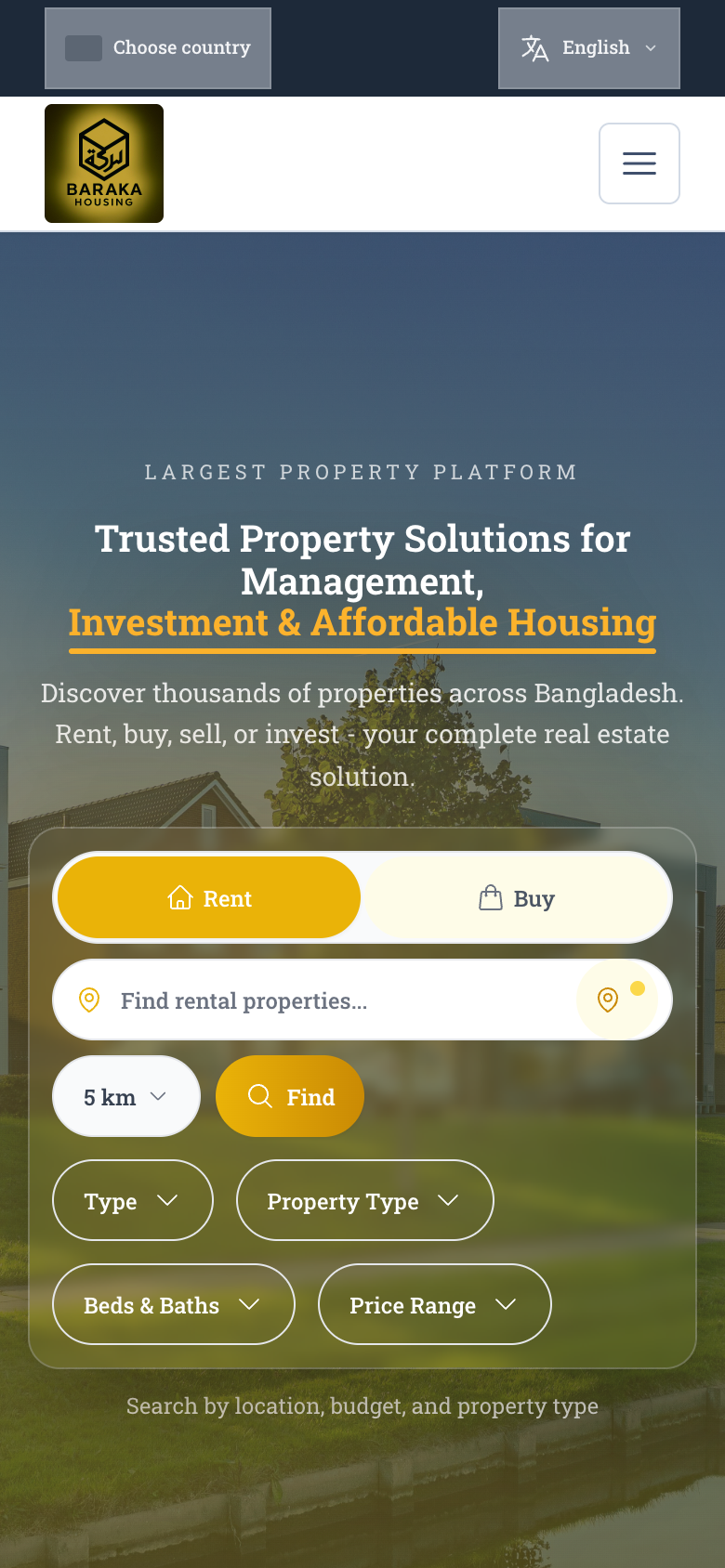 Baraka Housing — Real Estate Platform — mobile
